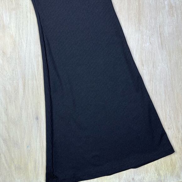 Missguided Black High Waisted Ribbed Casual Knit Chic Bootcut Flared Pants 14 - Picture 5 of 13